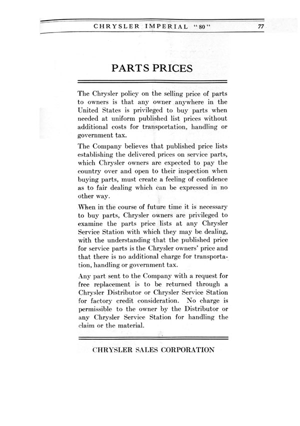 1926 Chrysler Imperial 80 Operators Manual Page 65